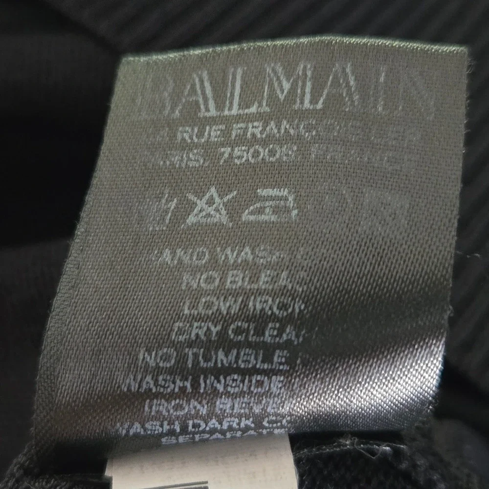 Balmain Paris Men's Oversized S Black Knit Logo Sweater Gold Side Zip Designer